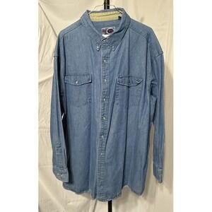 Williams Bay Trading Post Vintage Western Denim Shirt 100% Cotton‎ 2XL
